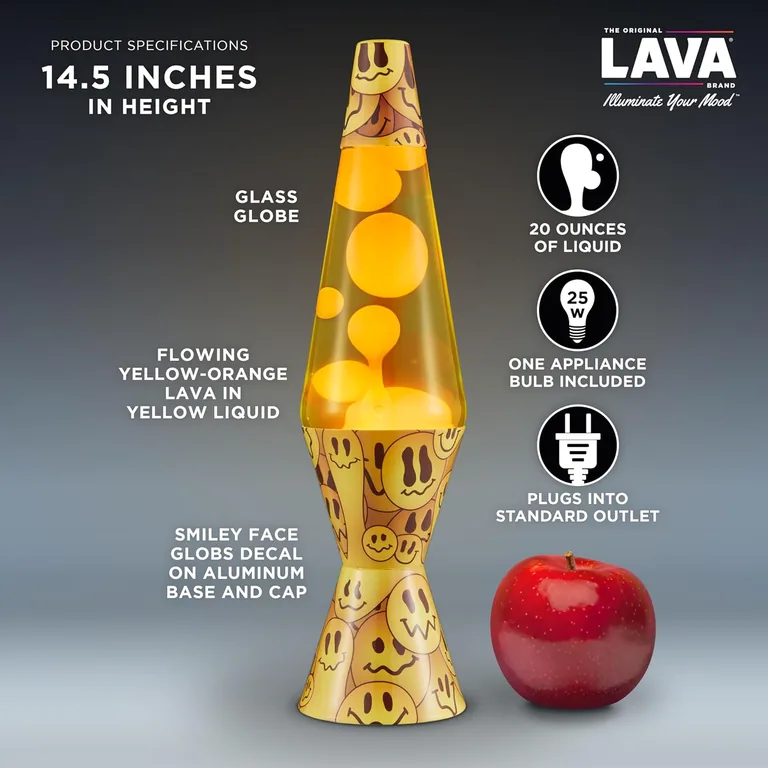 Grinning Globs Lava Lite lamp — dimensions and included bulb