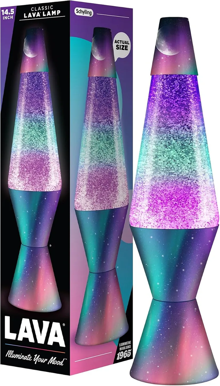 Polar Glimmer Lava Lite lamp — lamp and packaging